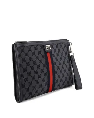 Balenciaga Pre-Owned x Gucci The Hacker Project Web Wristlet BB Canvas クラッチバッグ - Black - サムネイル3