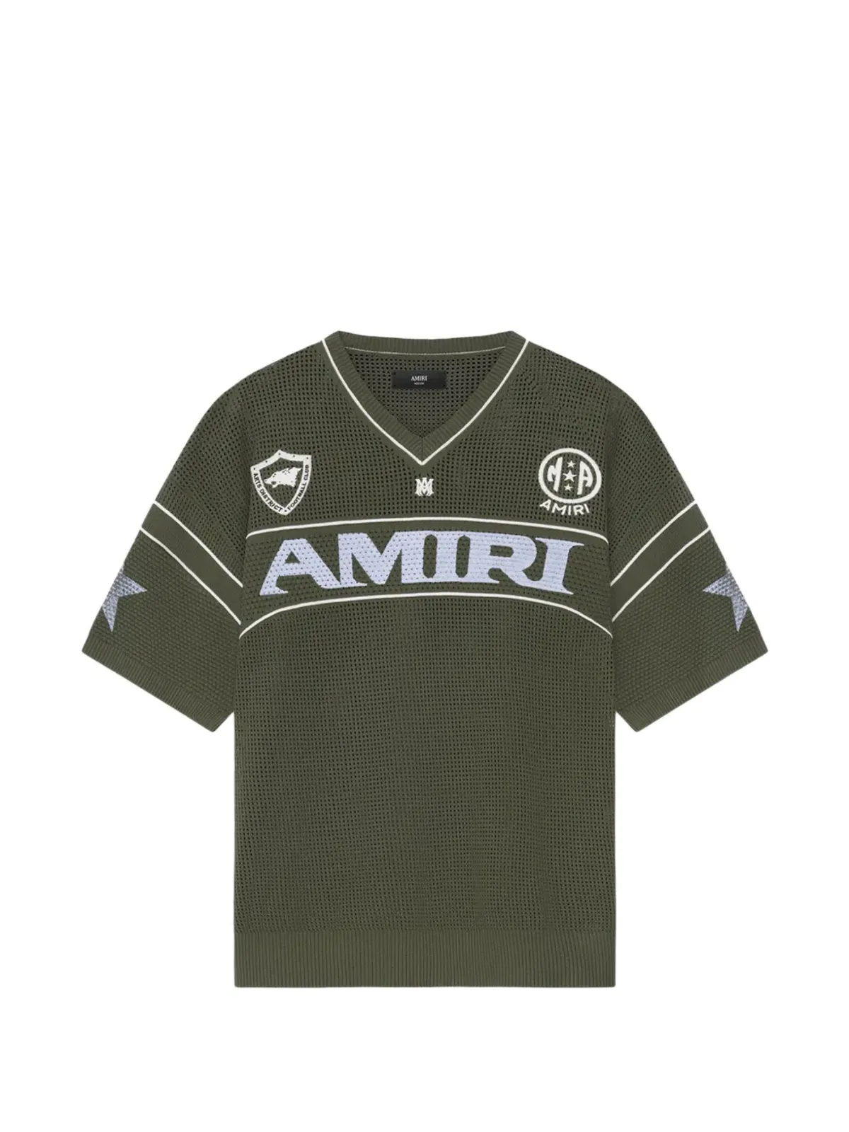 AMIRI ロゴディテール Vネック Tシャツ - グリーン - 画像1