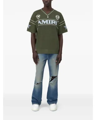 AMIRI ロゴディテール Vネック Tシャツ - グリーン - サムネイル2