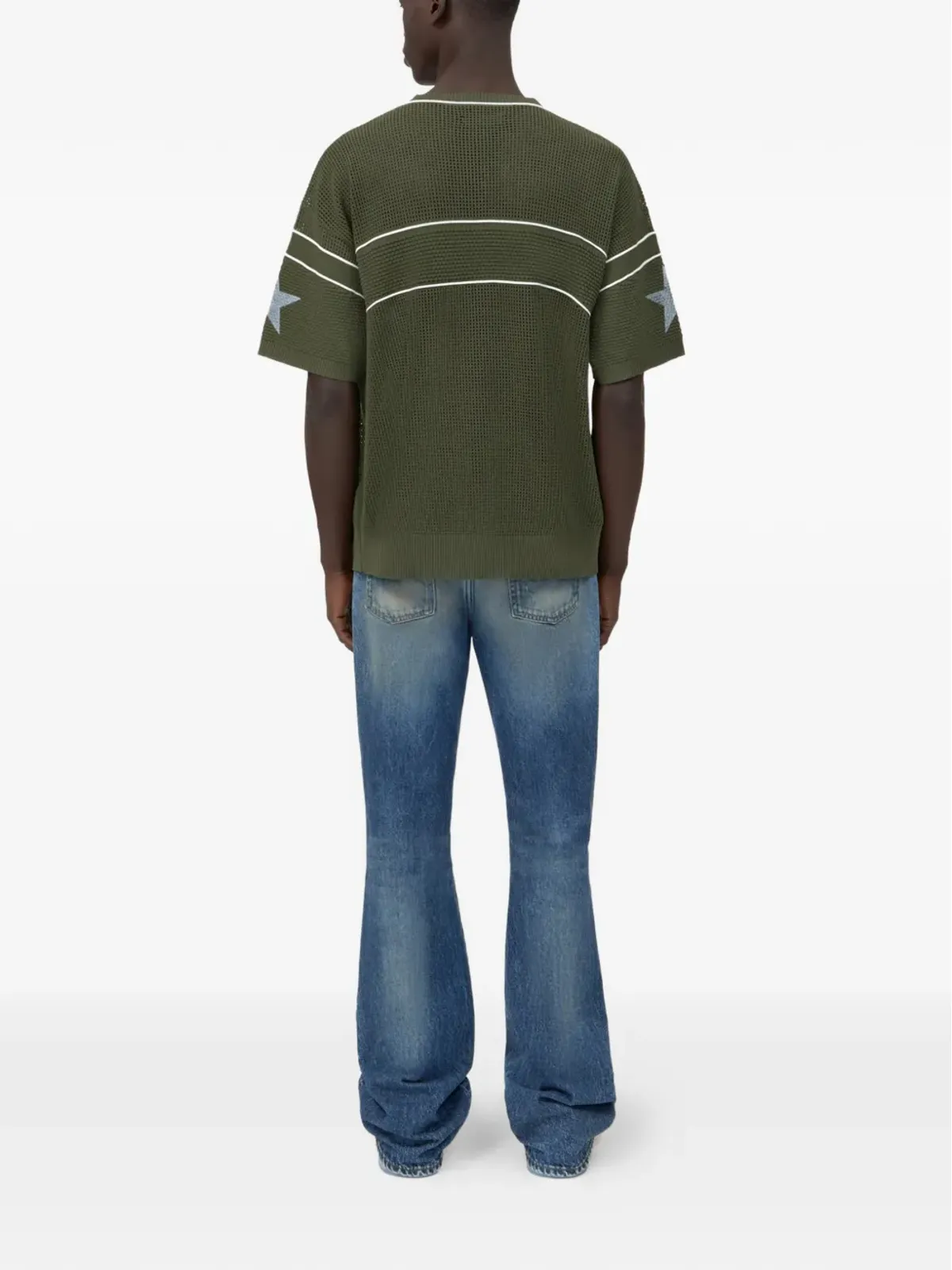 AMIRI ロゴディテール Vネック Tシャツ - グリーン - 画像4