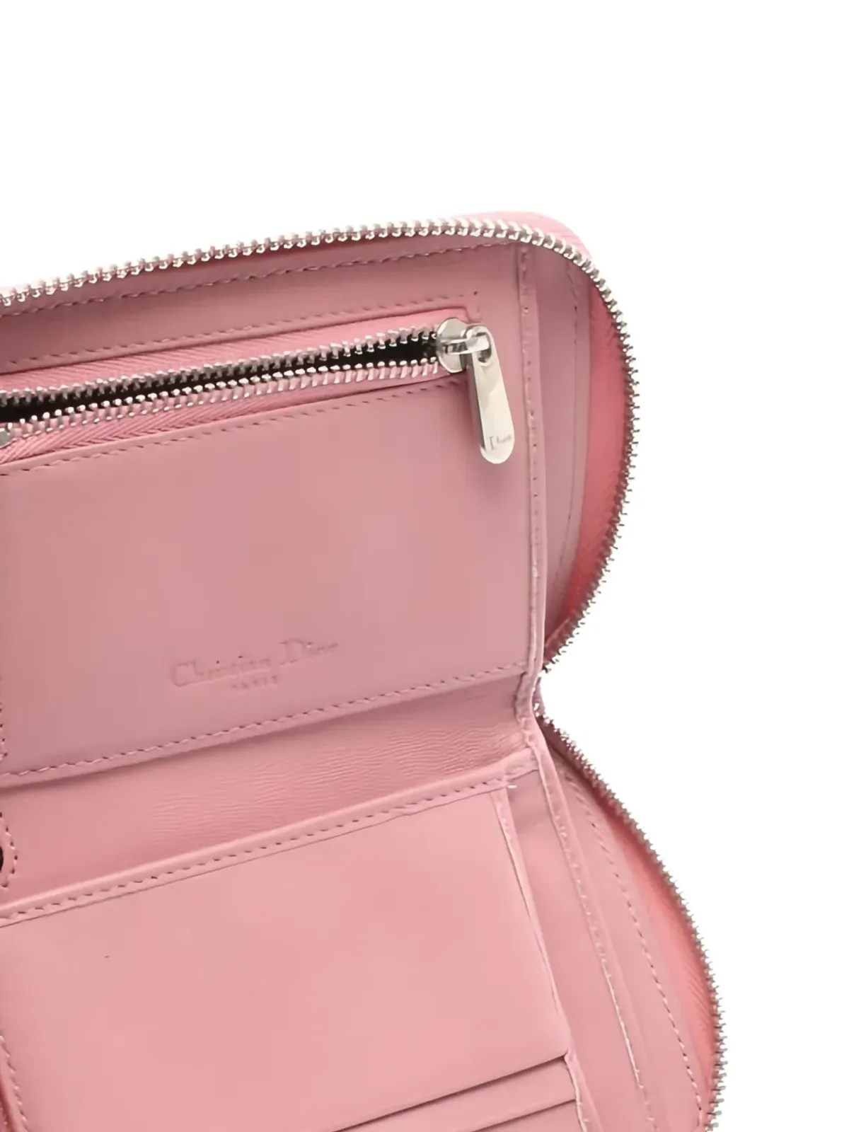 Christian Dior Pre-Owned レディディオール カナージュ レザー ウォレット ピンク - 画像3