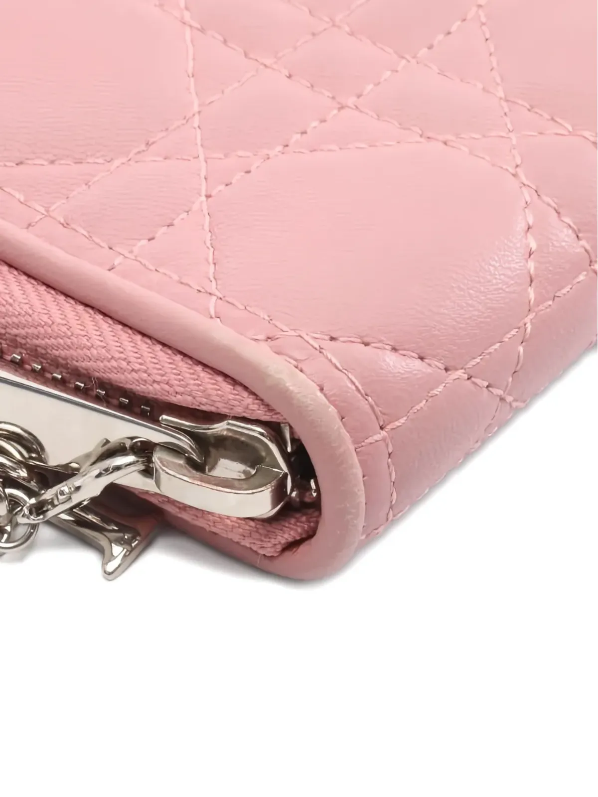 Christian Dior Pre-Owned レディディオール カナージュ レザー ウォレット ピンク - 画像4
