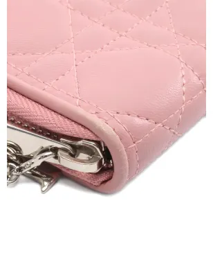 Christian Dior Pre-Owned レディディオール カナージュ レザー ウォレット ピンク - サムネイル4