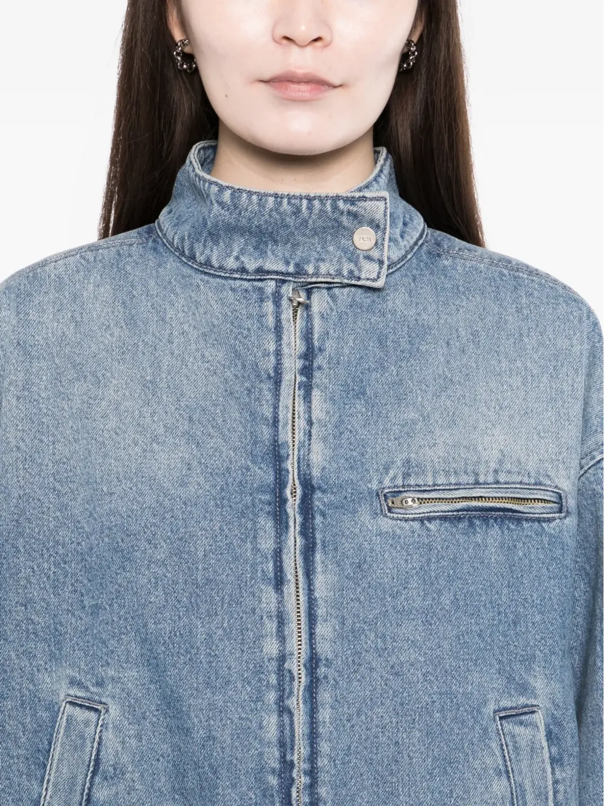 YCH ペプラムヘム デニムジャケット - 画像5