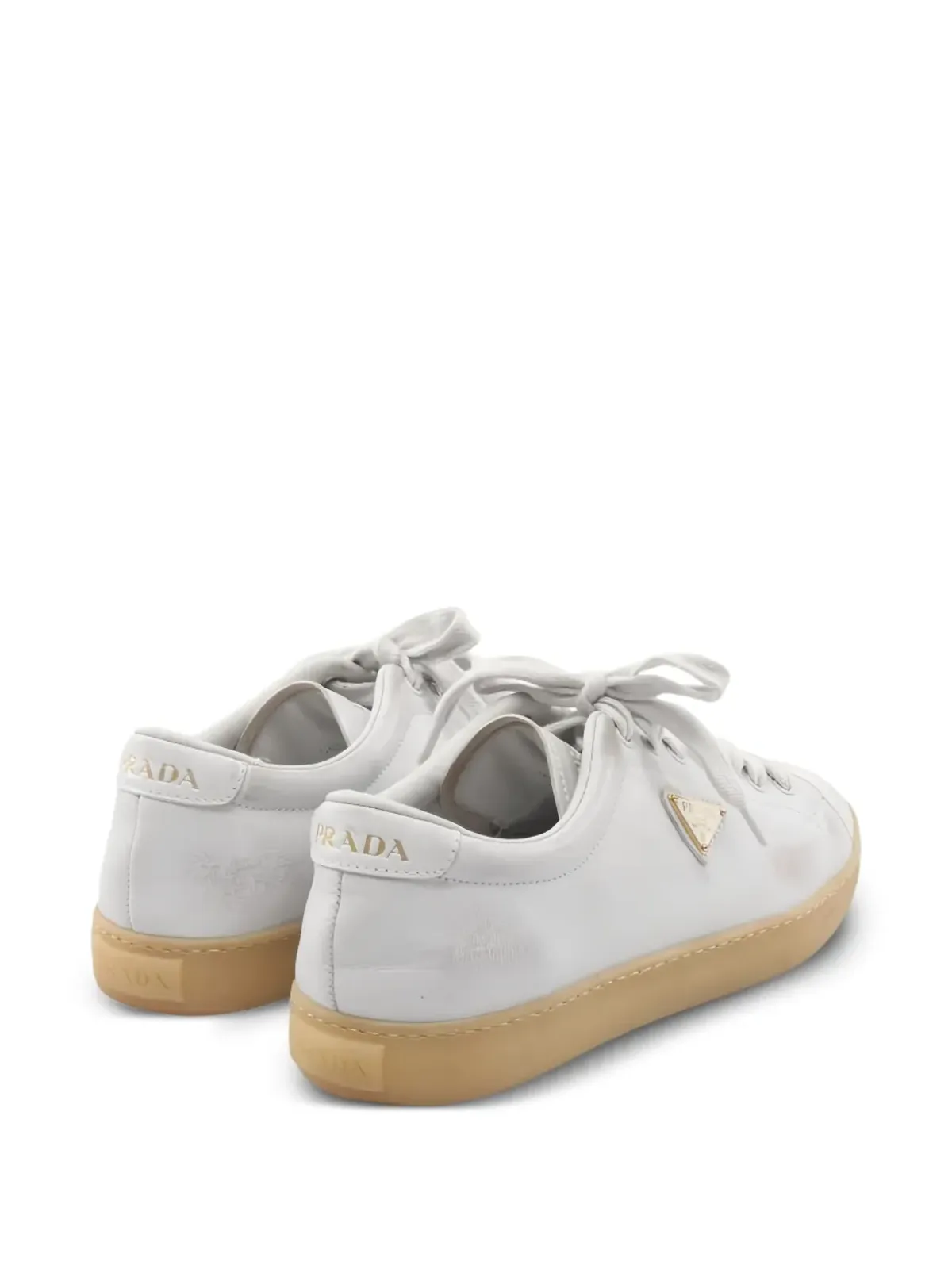 Prada Pre-Owned トライアングルロゴ レザーローカットスニーカー - 画像2