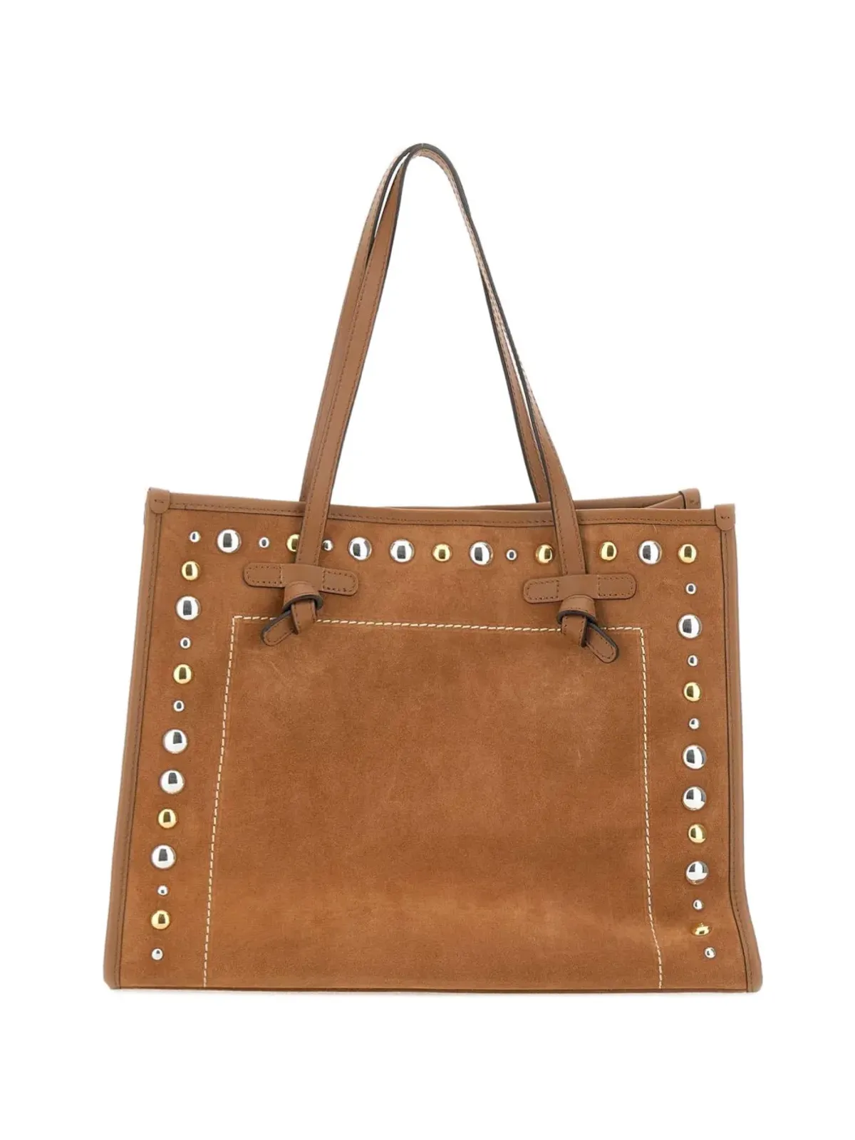 GIANNI CHIARINI マルチェラ スタッズ付きステッチドスエード ショルダーバッグ - 画像1
