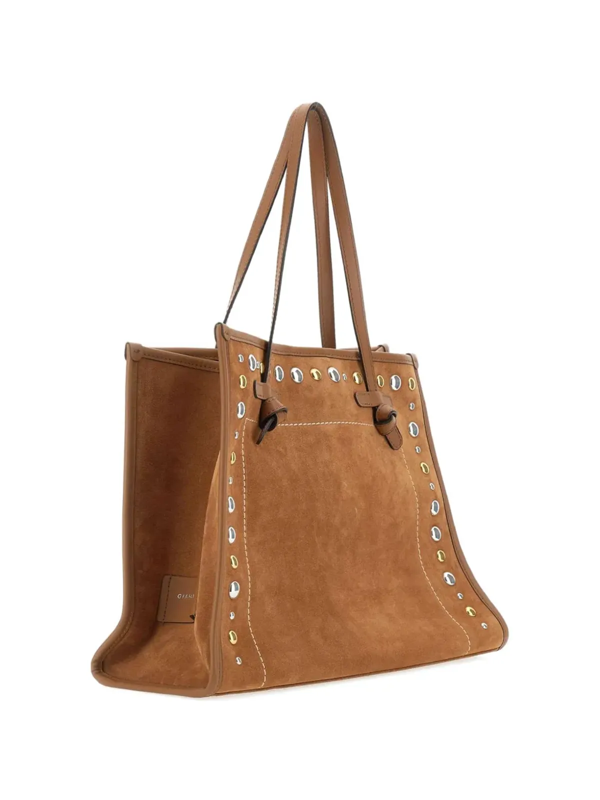 GIANNI CHIARINI マルチェラ スタッズ付きステッチドスエード ショルダーバッグ - 画像2