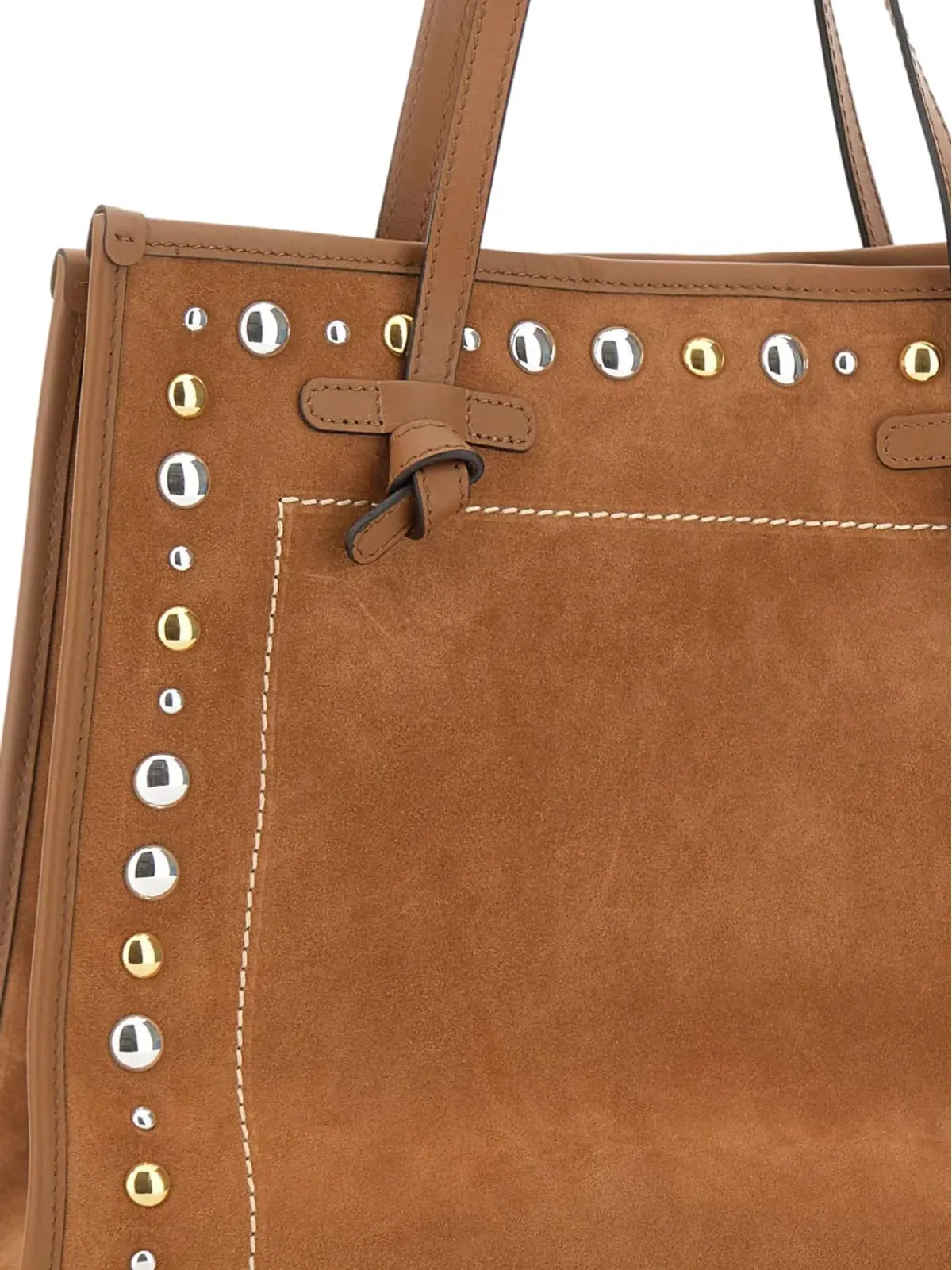 GIANNI CHIARINI マルチェラ スタッズ付きステッチドスエード ショルダーバッグ - 画像3