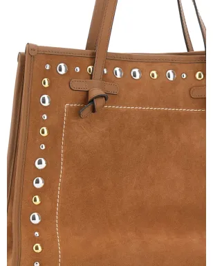 GIANNI CHIARINI マルチェラ スタッズ付きステッチドスエード ショルダーバッグ - サムネイル3