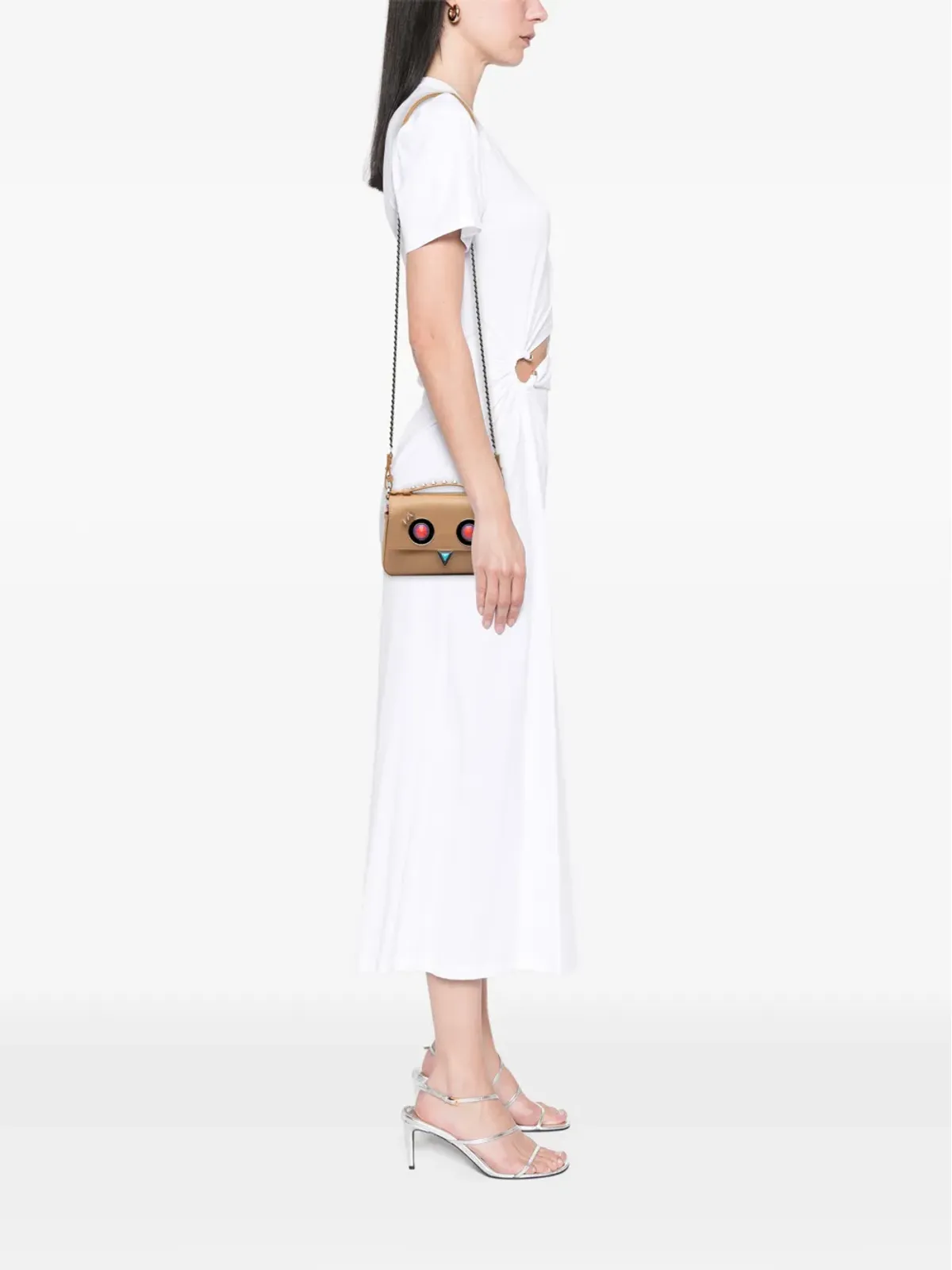 Fendi Vintage マイクロレザー ヒプノタイーズ ダブルバゲット サッチェル - 画像2