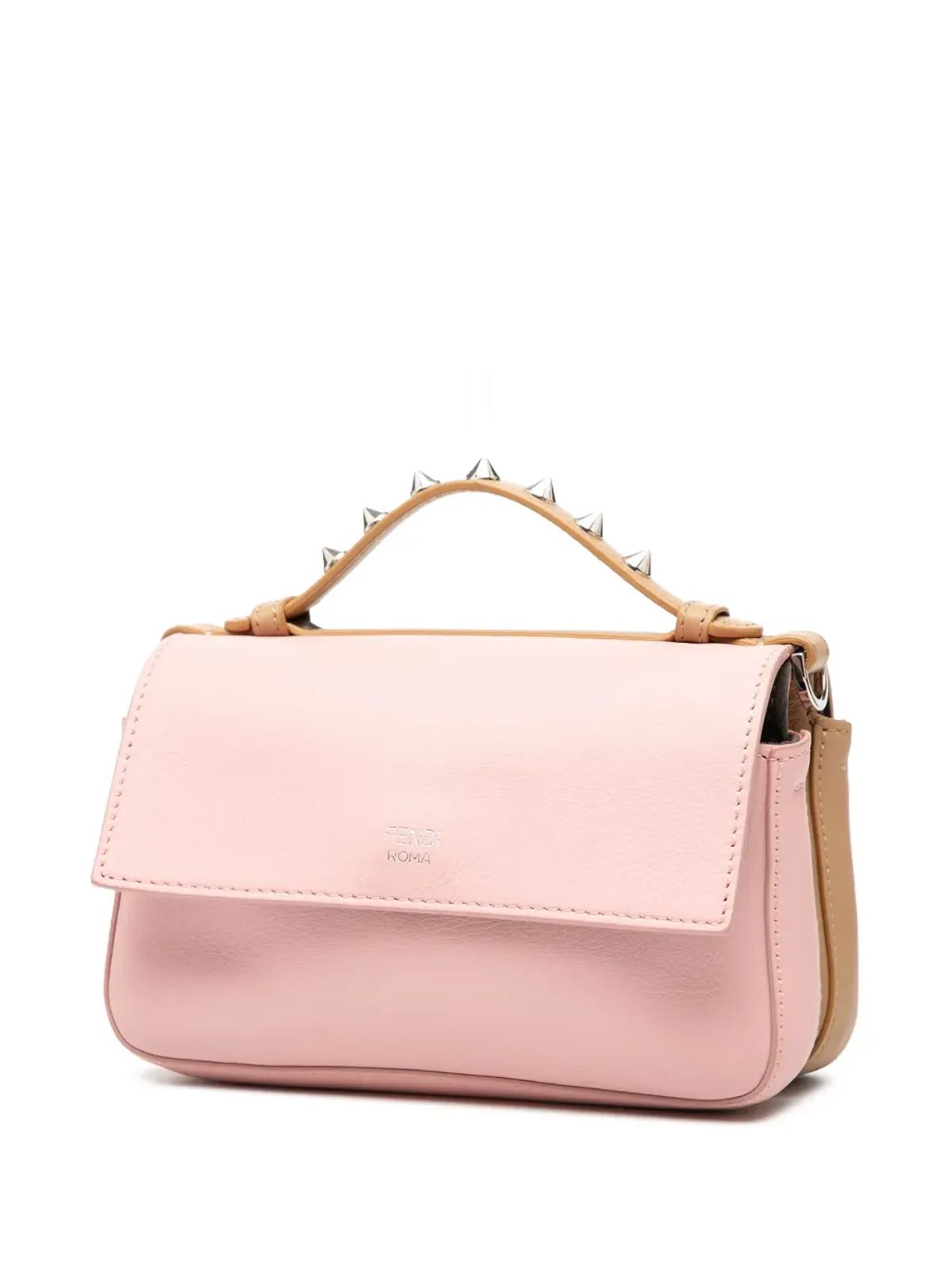 Fendi Vintage マイクロレザー ヒプノタイーズ ダブルバゲット サッチェル - 画像3