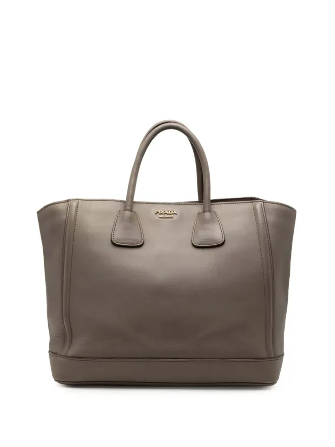 Prada Pre-Owned Prada Pre-Owned ラージシティ カーフ ダブルハンドル ショッピング トートバッグ - グレーの商品画像