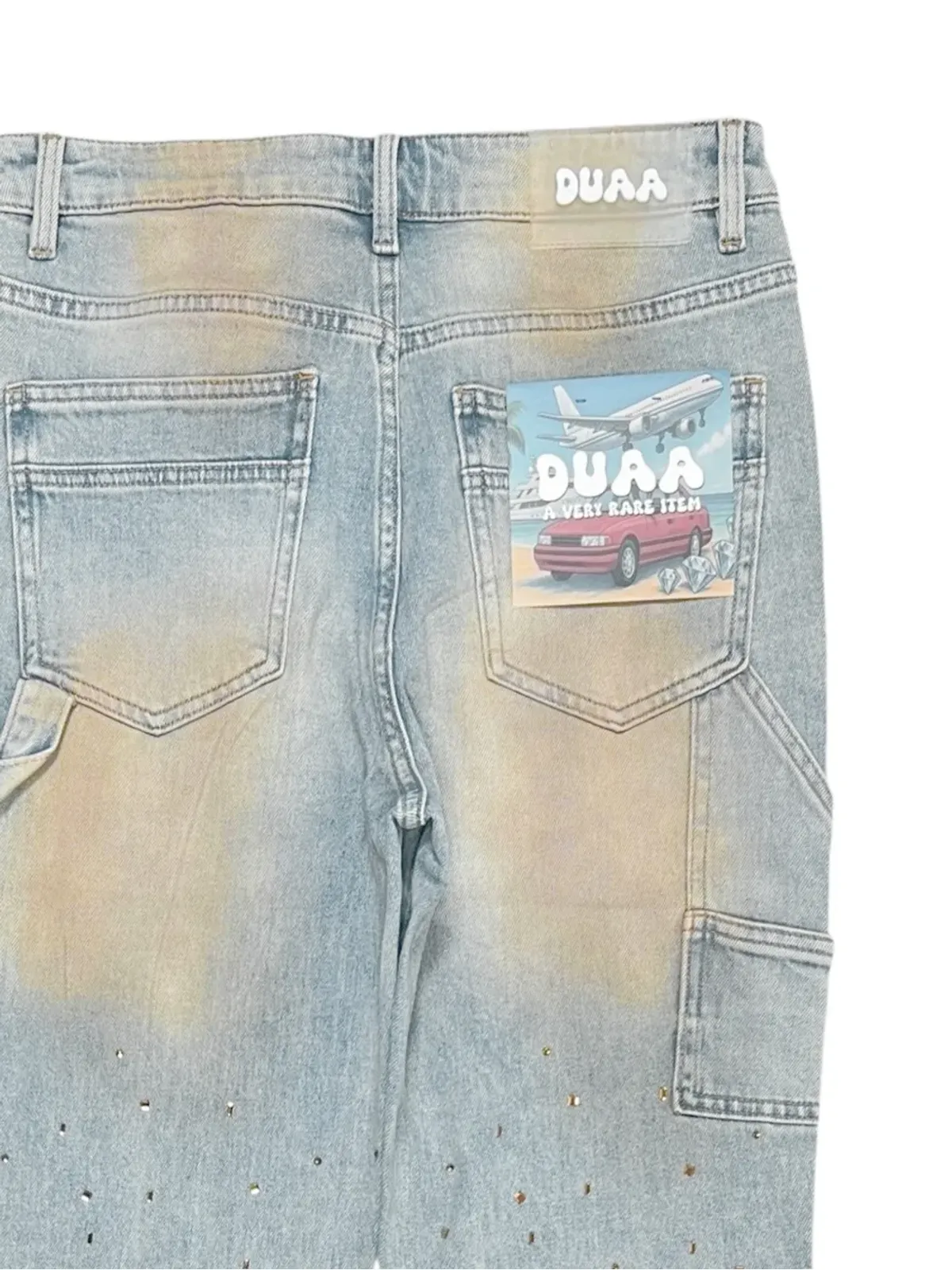 duaa Favored ラインストーン装飾ジーンズ - 画像5