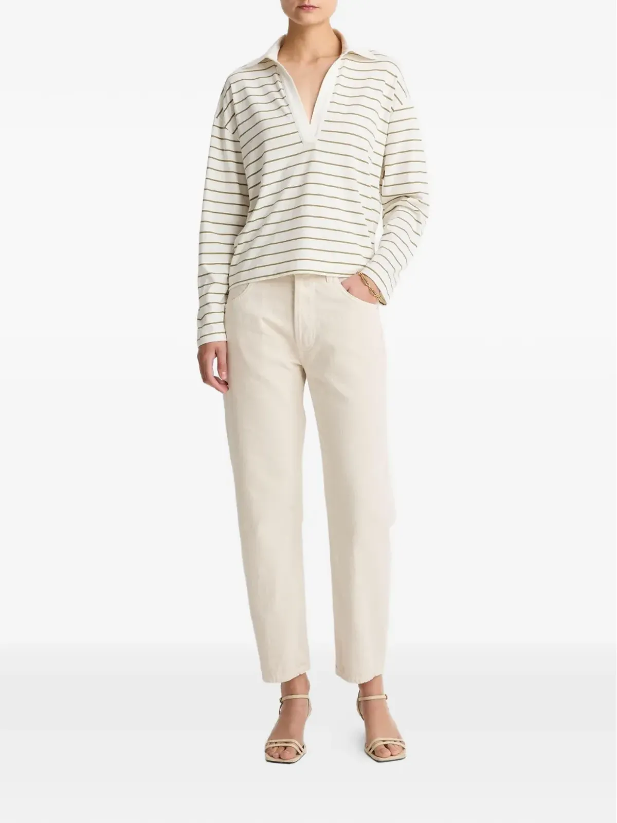 Vince ストライプ Vネック Tシャツ - Neutrals - 画像2