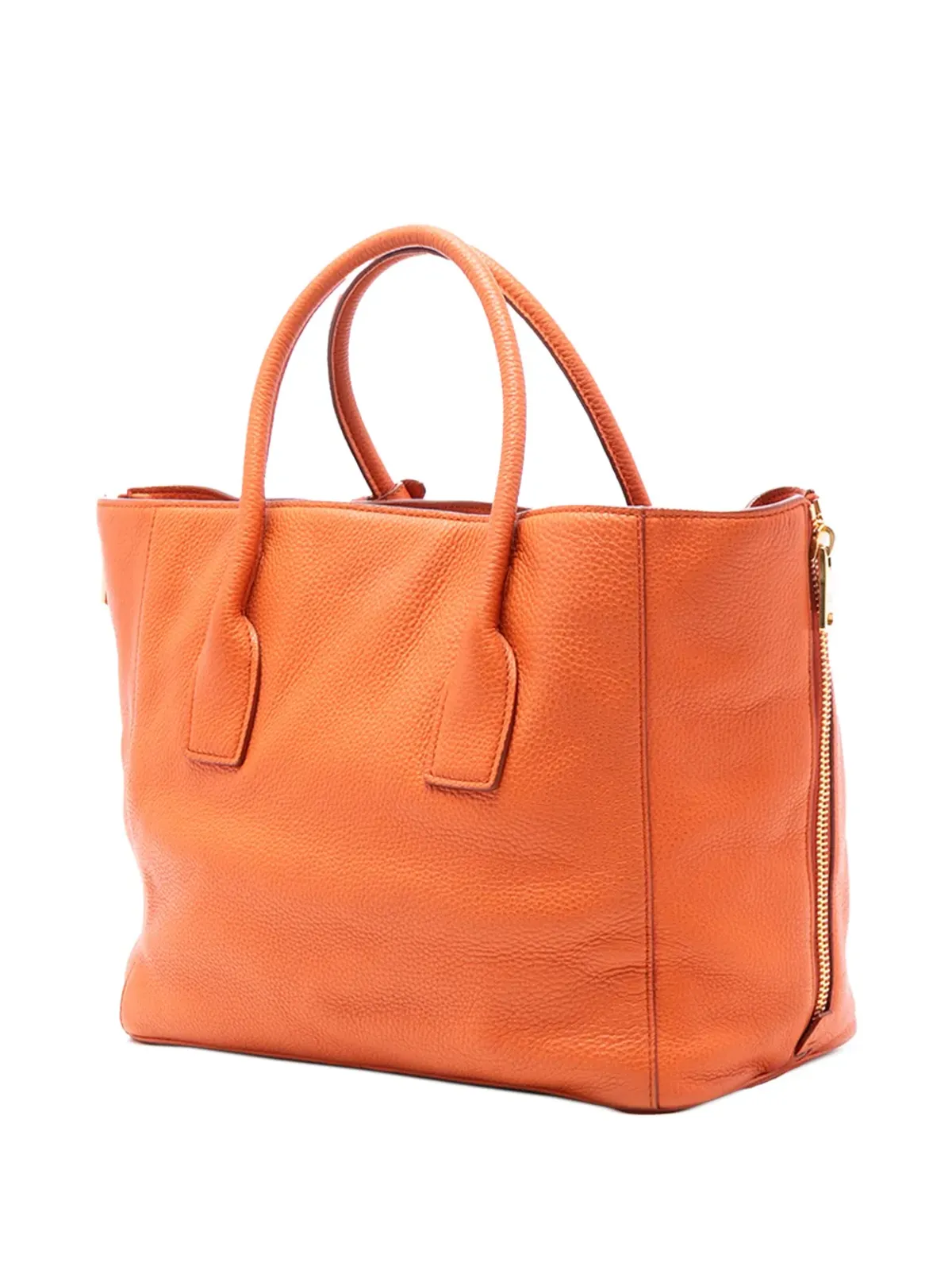 Prada Pre-Owned ヴィテロ・ダイノ サイドジップ ツインポケット オープン コンバーチブル トート サッチェル - オレンジ - 画像3