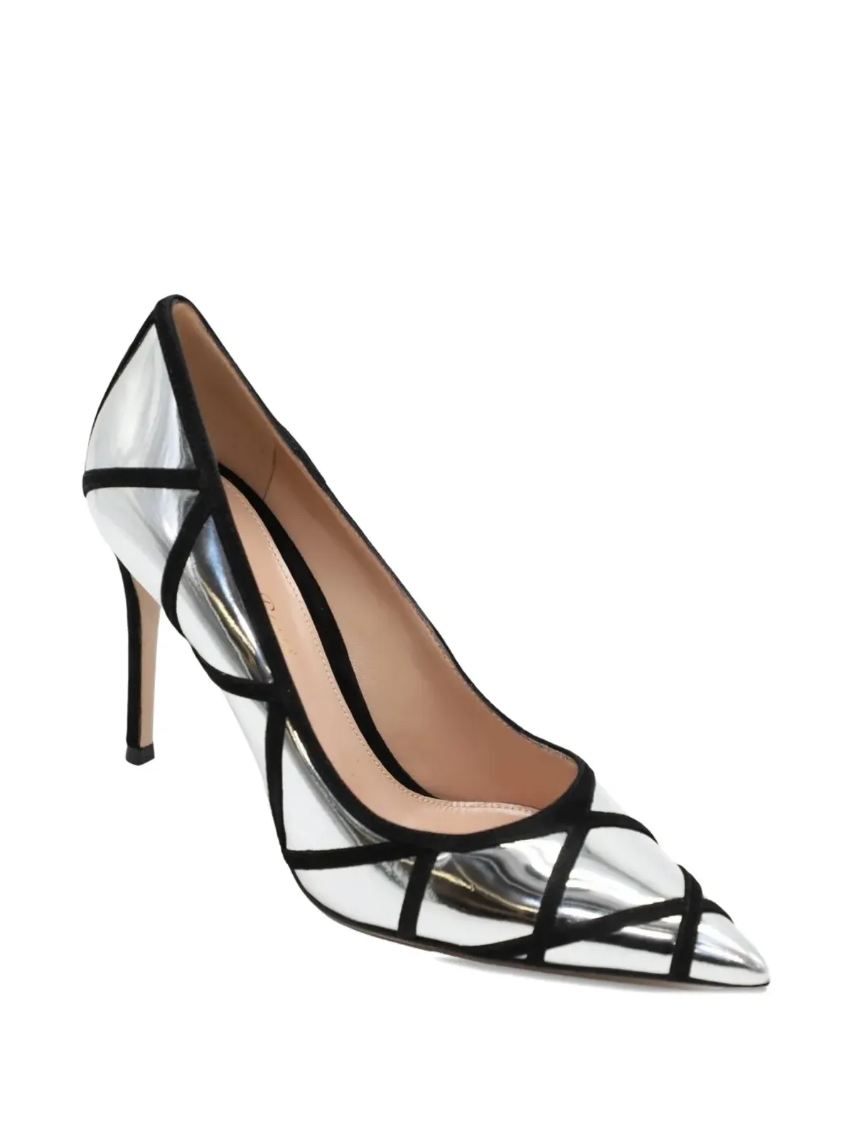 Gianvito Rossi ポインテッドトゥ・メタリック・ヒール付きパンプス - 画像2