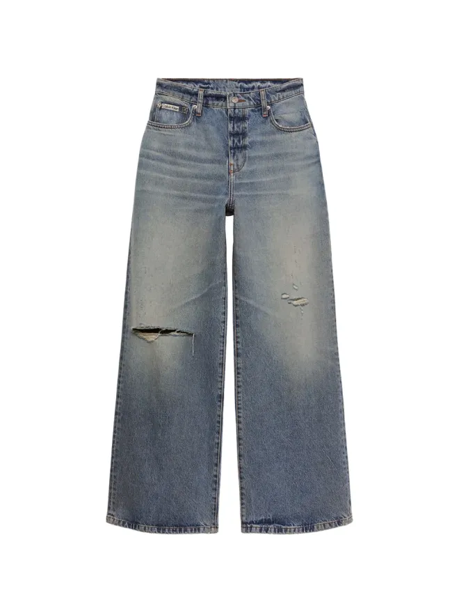 Calvin Klein Calvin Klein ダメージデニムワイドジーンズ ブルーの商品画像