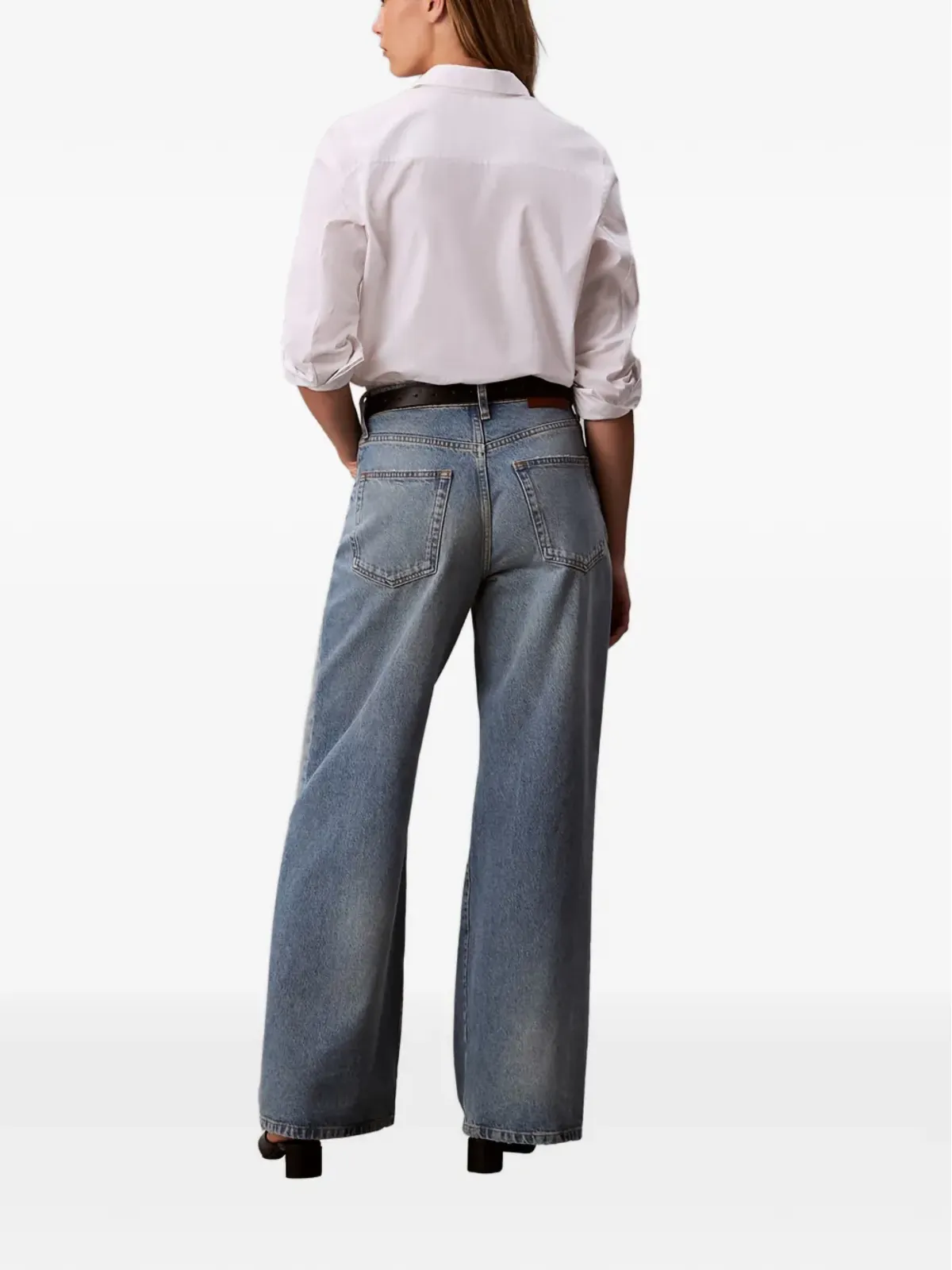 Calvin Klein ダメージデニムワイドジーンズ ブルー - 画像3