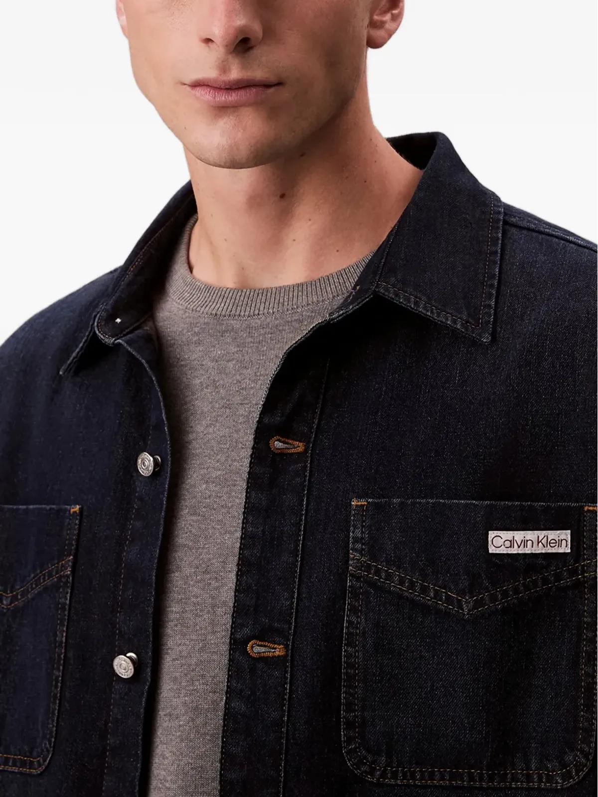 Calvin Klein フラップポケットオーバーシャツ ブルー - 画像4
