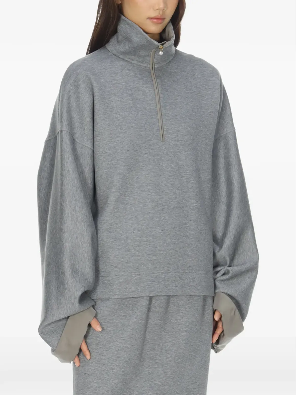 Carven ハイネック・ハーフジップ スウェットシャツ - グレー - 画像5