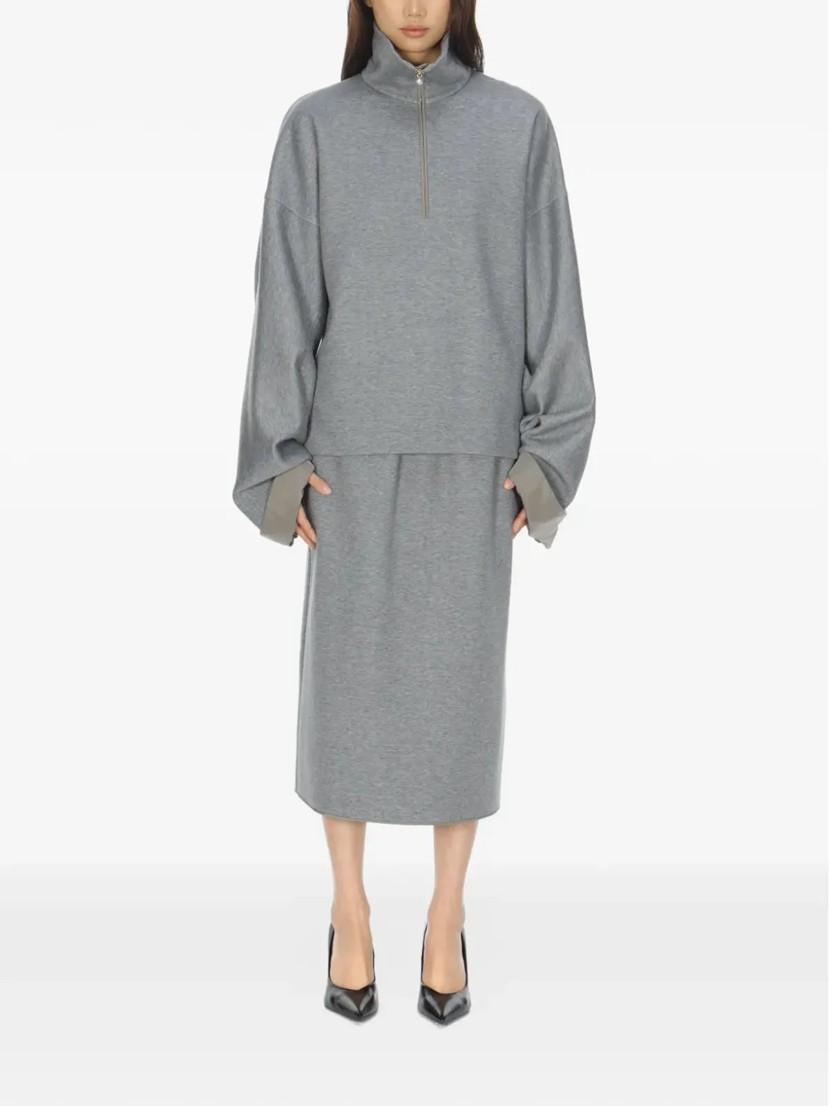 Carven ハイネック・ハーフジップ スウェットシャツ - グレー - 画像2