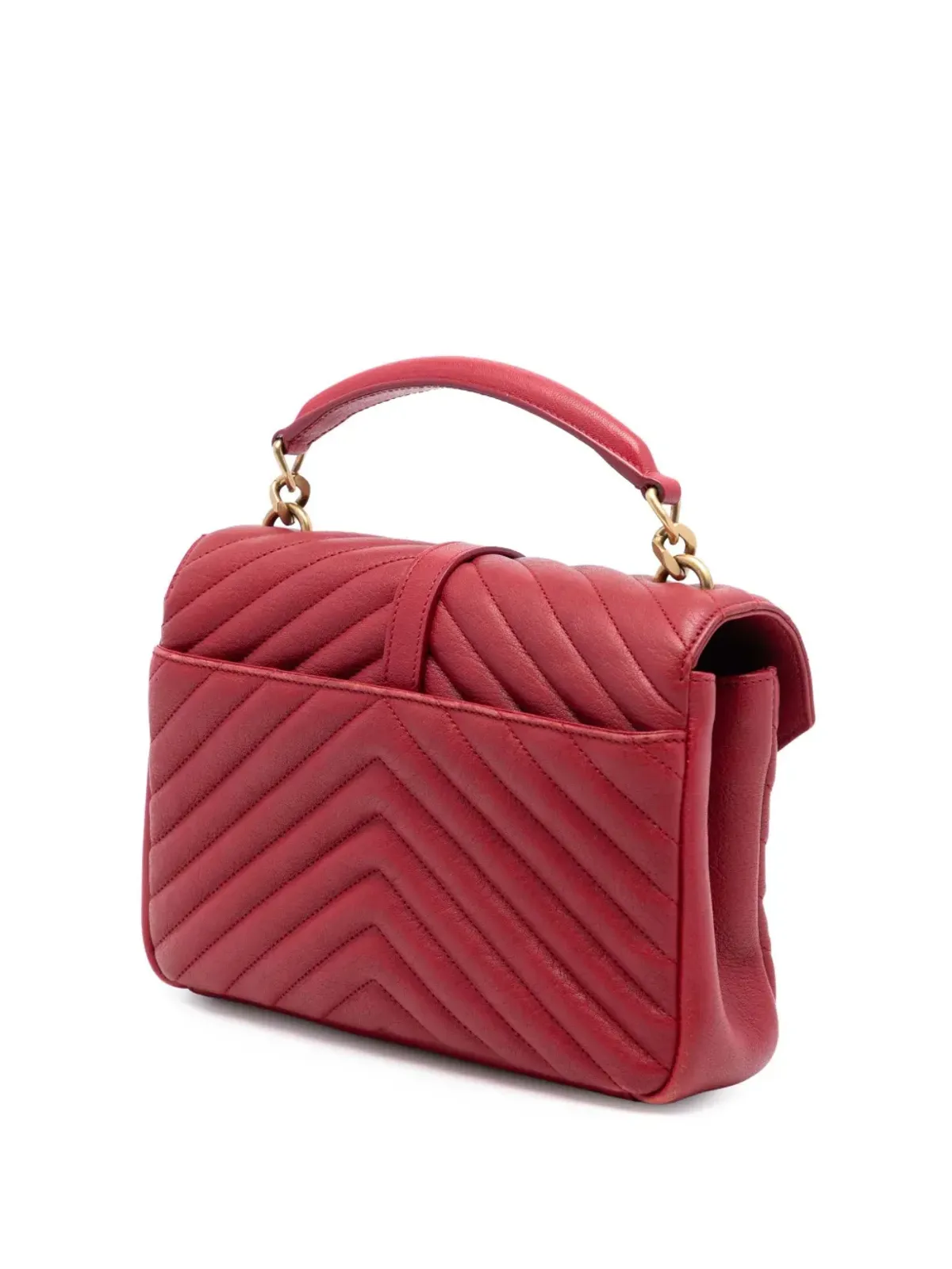 Saint Laurent ビンテージ 2017 Medium Chevron Sheepskin Monogram College satchel - Red - 画像3
