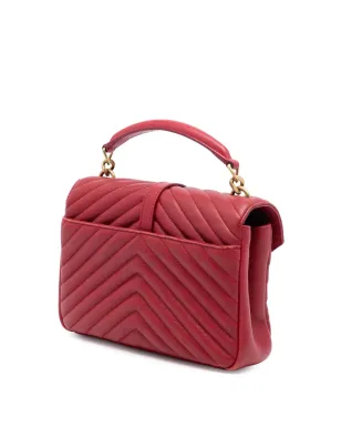 Saint Laurent ビンテージ 2017 Medium Chevron Sheepskin Monogram College satchel - Red - サムネイル3