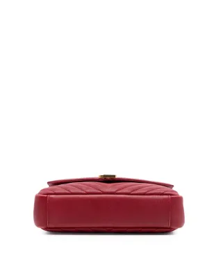 Saint Laurent ビンテージ 2017 Medium Chevron Sheepskin Monogram College satchel - Red - サムネイル4