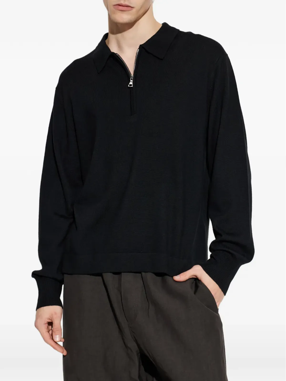 Officine Generale ジップ開閉ウールポロシャツ - 画像3