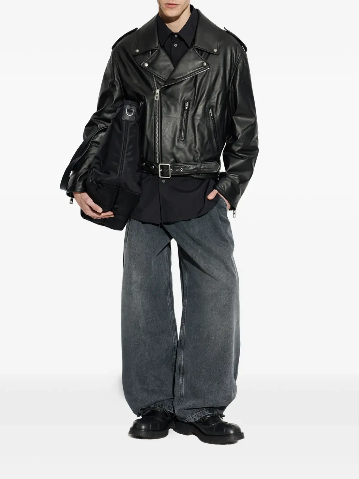 LOEWE ベルト付きレザージャケット - 画像2