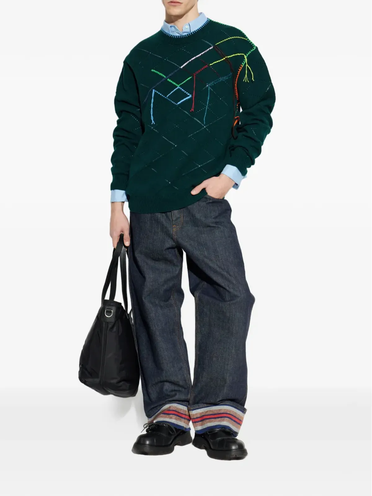 LOEWE マルチカラー インターシャ セーター - 画像2