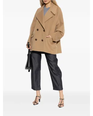 LOEWE ダブルブレスト ボタンコート ブラウン - サムネイル2