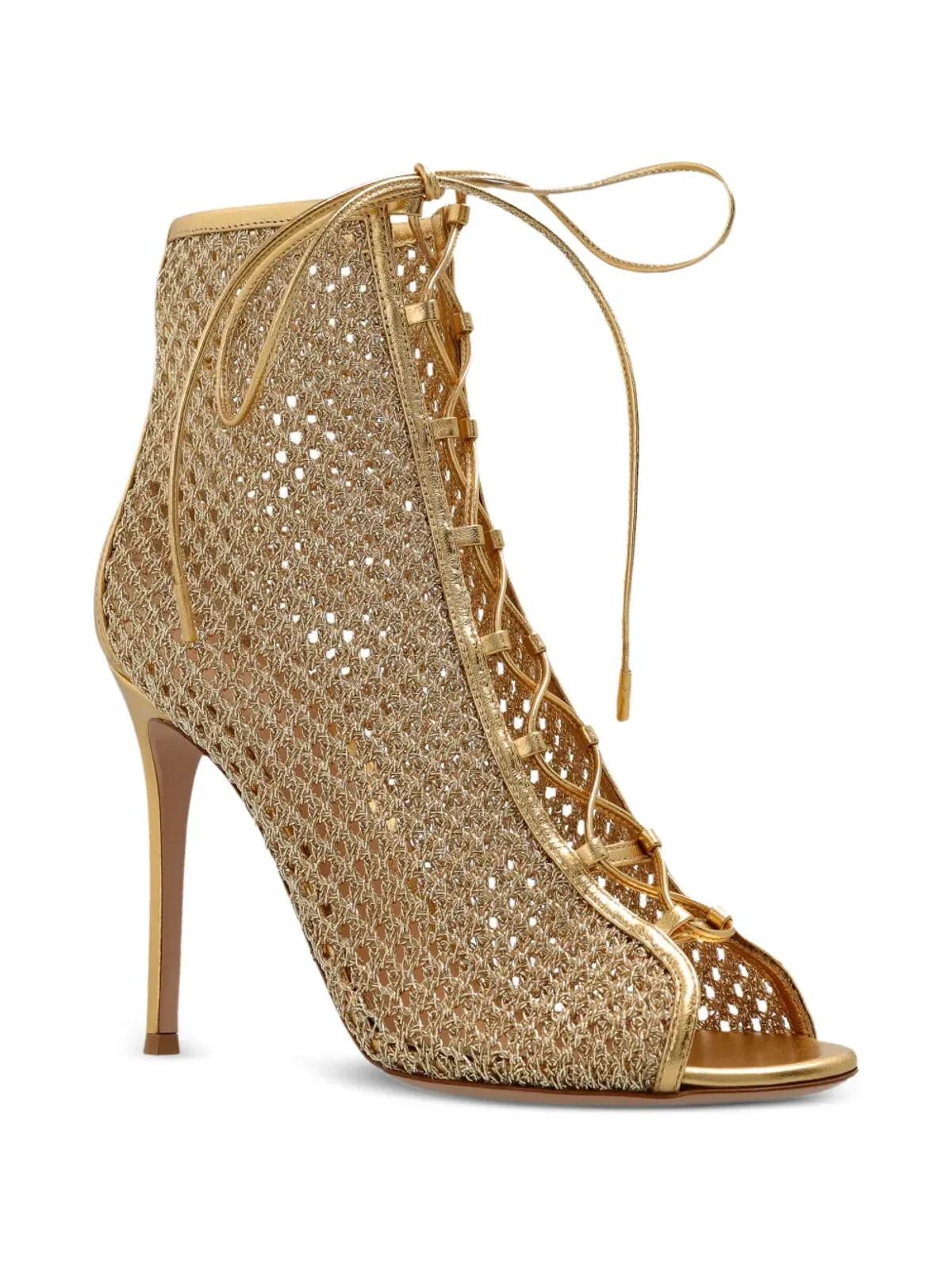 Gianvito Rossi レースアップ・ピープトゥパンプス - ゴールド - 画像2
