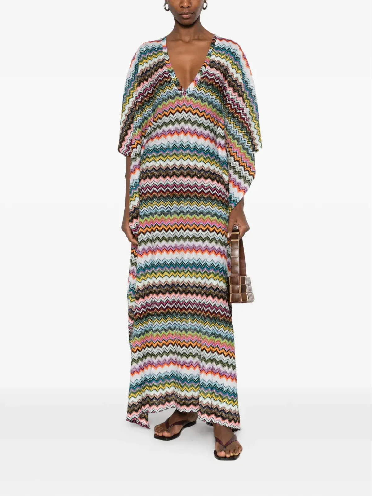 Missoni Vネック ジグザグ柄 マキシドレス - ホワイト - 画像2