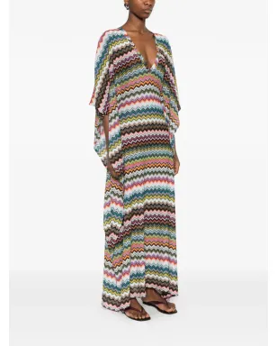 Missoni Vネック ジグザグ柄 マキシドレス - ホワイト - サムネイル3