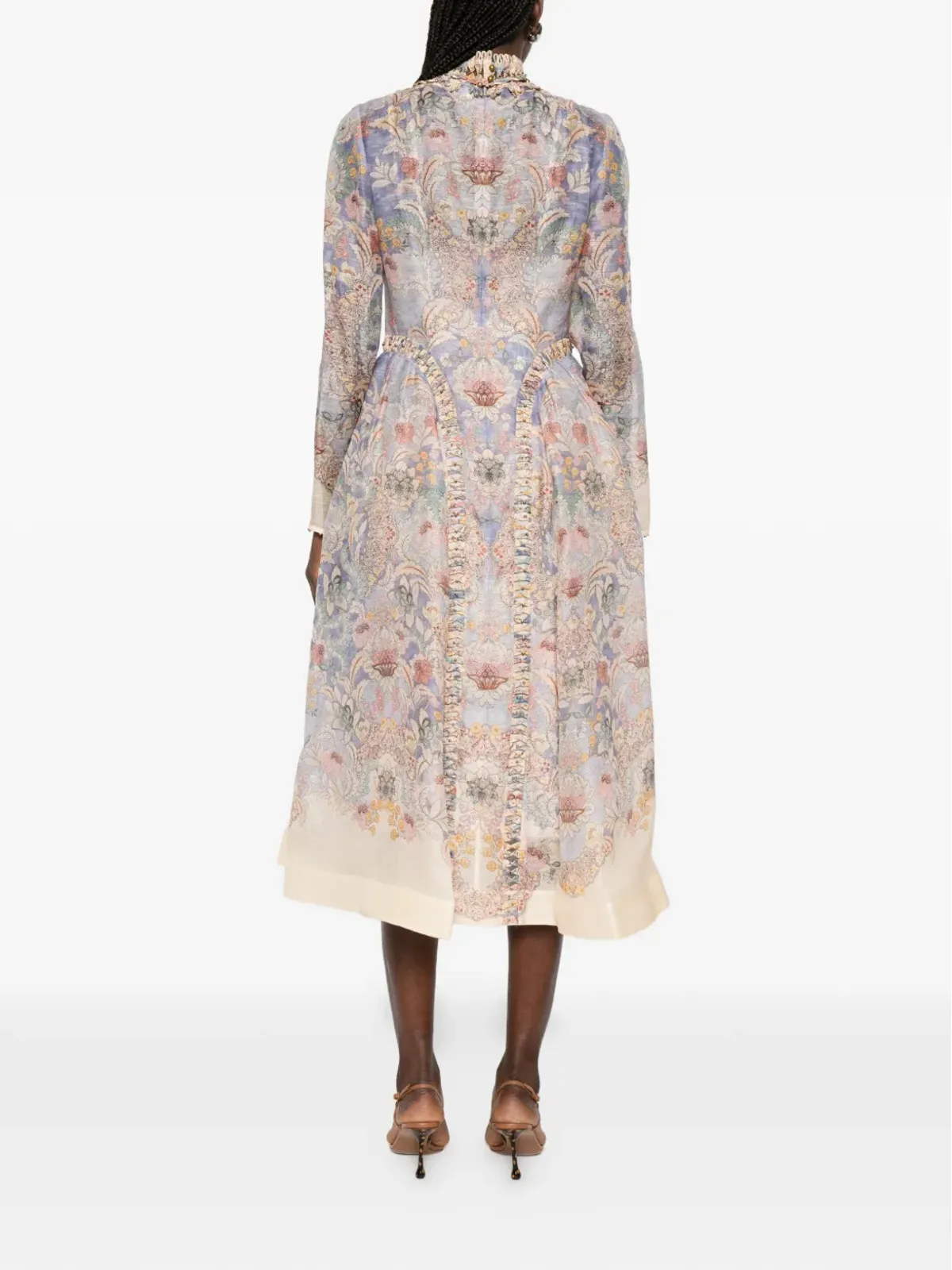 ZIMMERMANN レベリオン フローラルプリント ミディドレス ブルー - 画像4