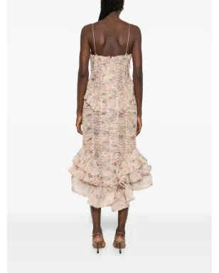 ZIMMERMANN リベリオン レースアップ付きフリルミディドレス - サムネイル4