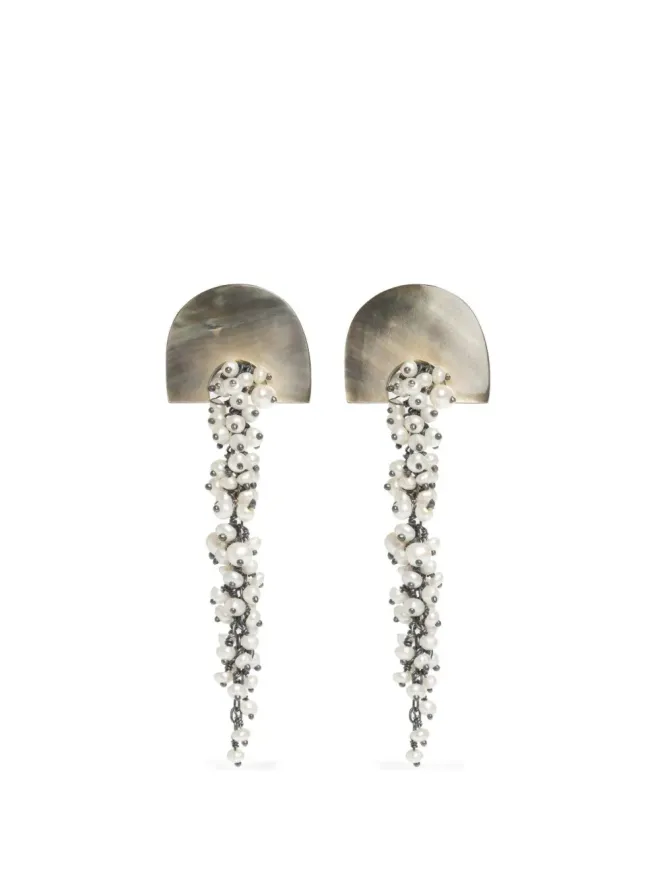 FREYA ROSE FREYA ROSE Hakuro drop-design earrings - Greyの商品画像
