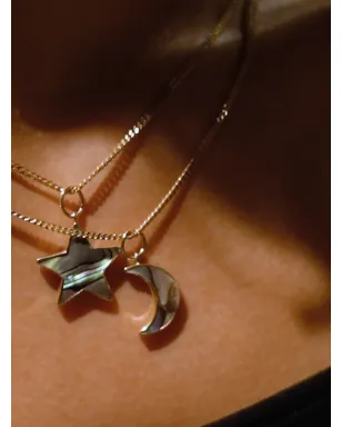 FREYA ROSE Paua moon pendant necklace - Gold - サムネイル2