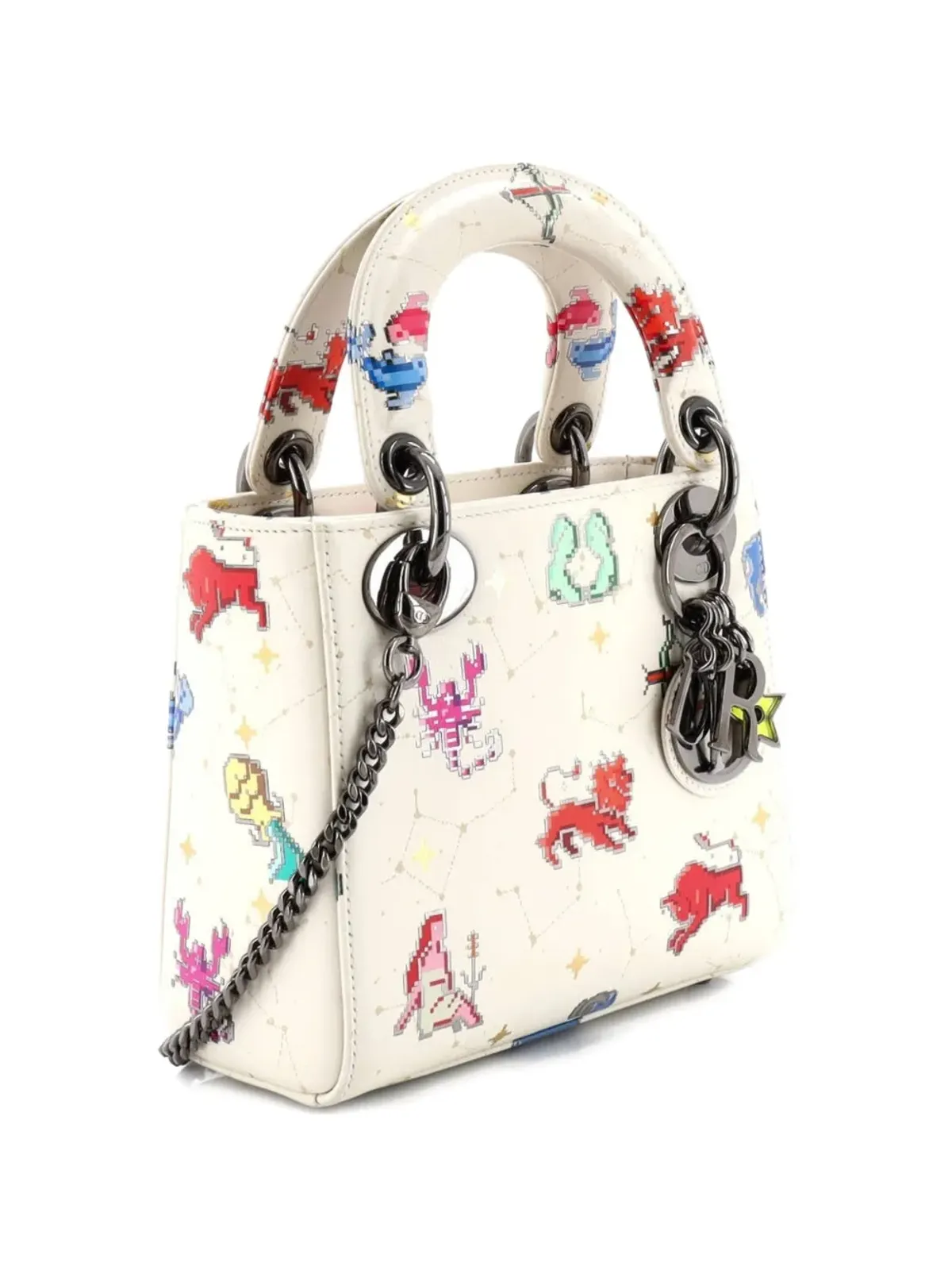 Christian Dior ビンテージ レディ ディオール バッグ ピクセル Zodiac プリント カーフスキン ショルダーバッグ - 画像4