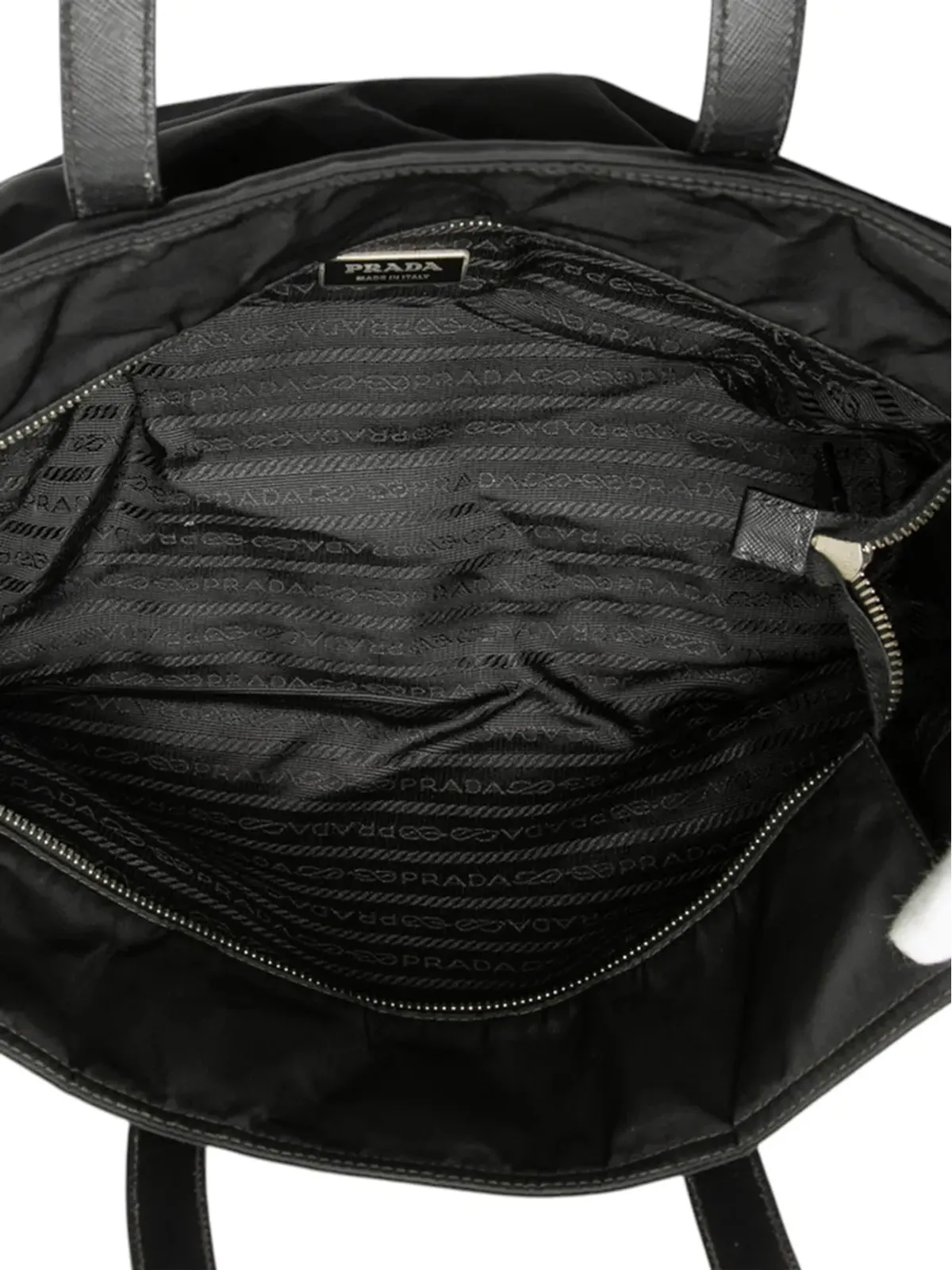 Prada Pre-Owned サフィアーノ・トリム テスート トートバッグ ブラック - 画像5