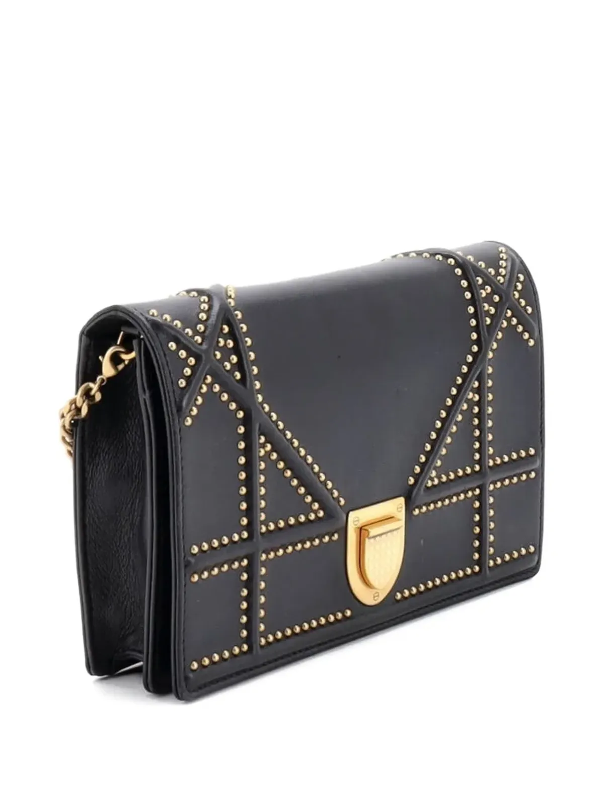 Christian Dior Pre-Owned ディオラマ ウォレット・オン・チェーン スタッズ入りレザー クロスボディバッグ - 画像3