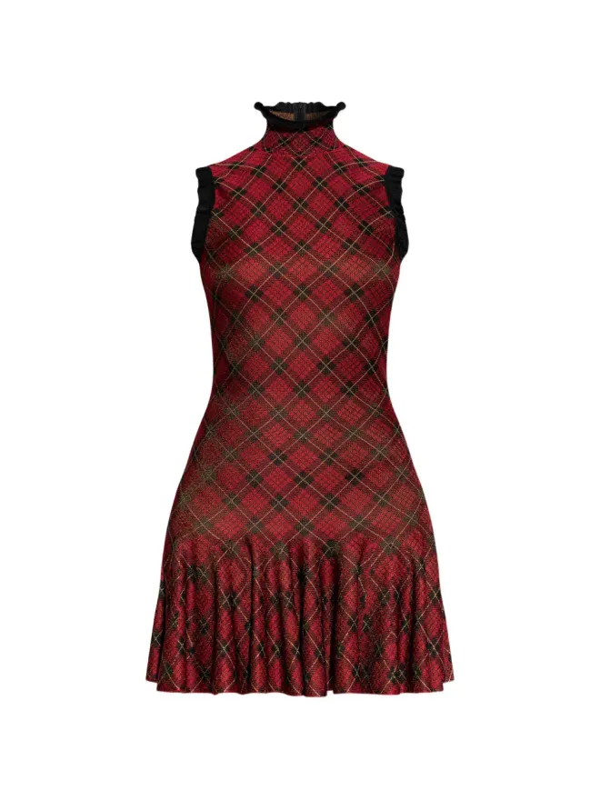 Alexander McQueen Alexander McQueen タータン柄フリルミニドレス - レッドの商品画像