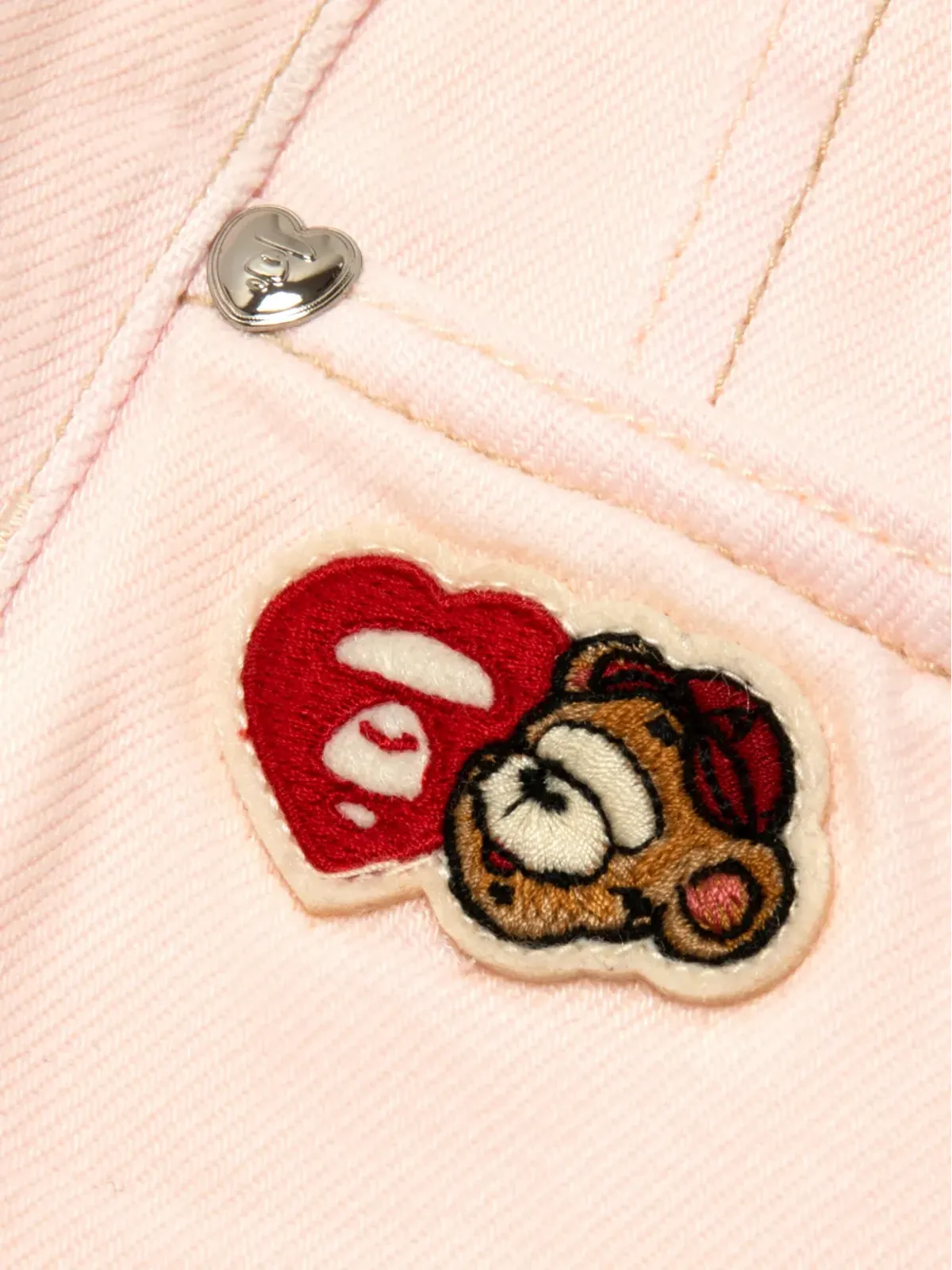 AAPE BY *A BATHING APE® 刺繍入りピンクのワイドレッグパンツ - 画像4