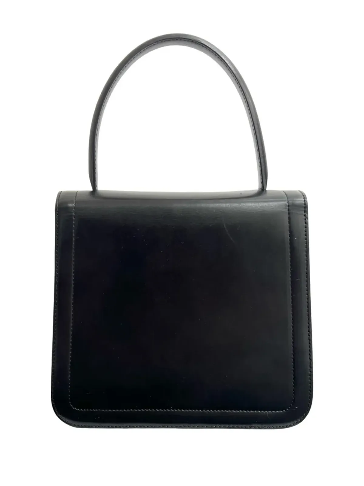 Celine ビンテージ 2000 カーフスキン Triomphe トップハンドルバッグ ブラック - 画像3