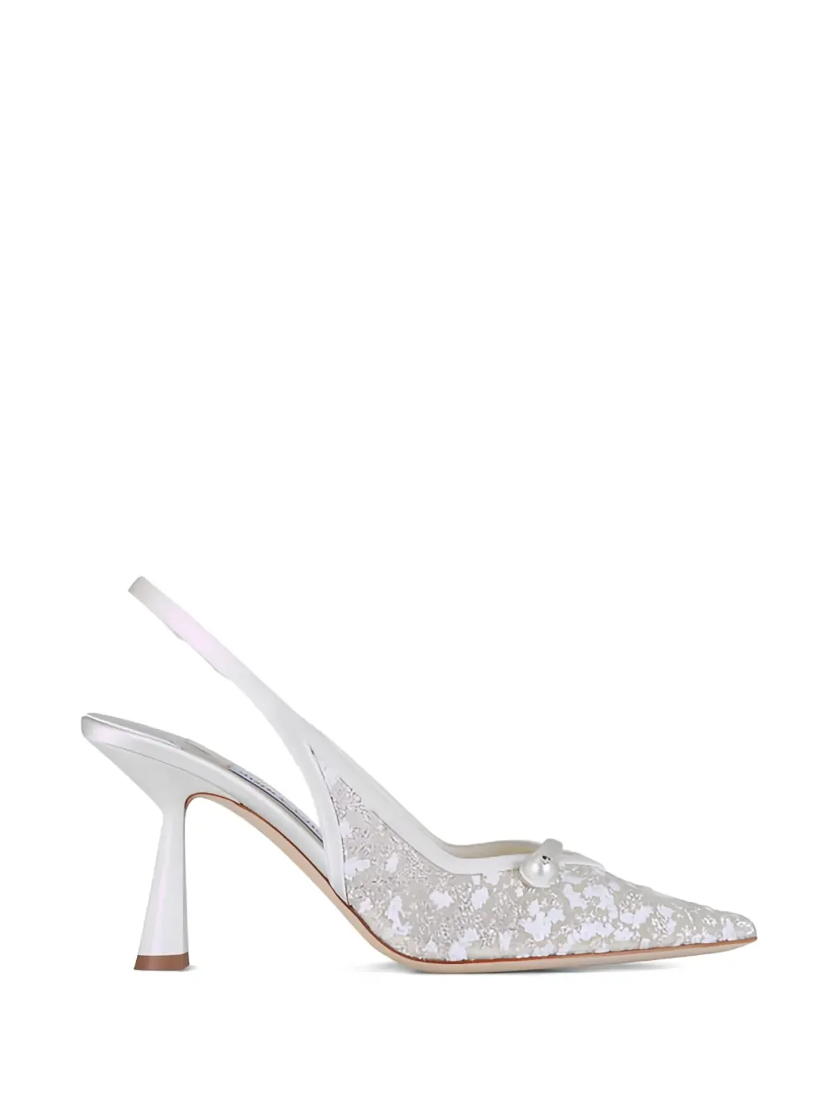 Jimmy Choo アミタ チュール×フェイクパール スリングバックパンプス - White - 画像1
