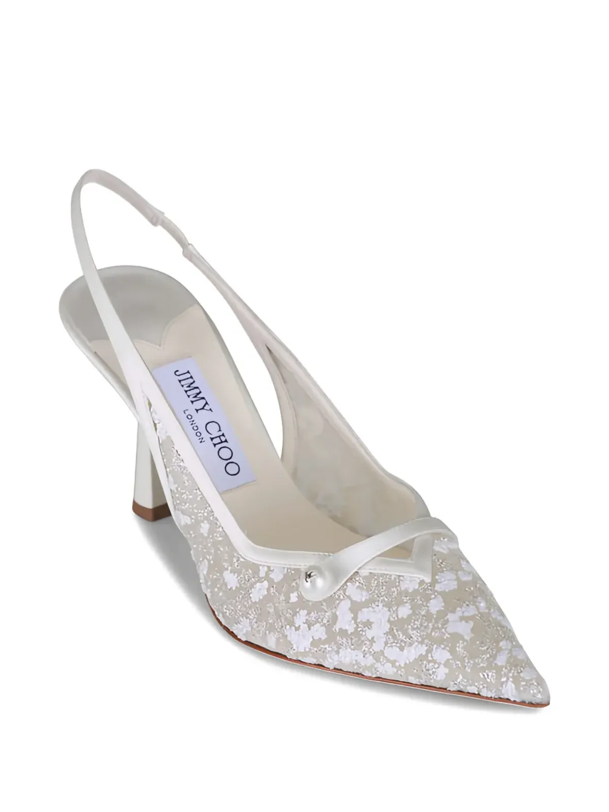 Jimmy Choo アミタ チュール×フェイクパール スリングバックパンプス - White - 画像2