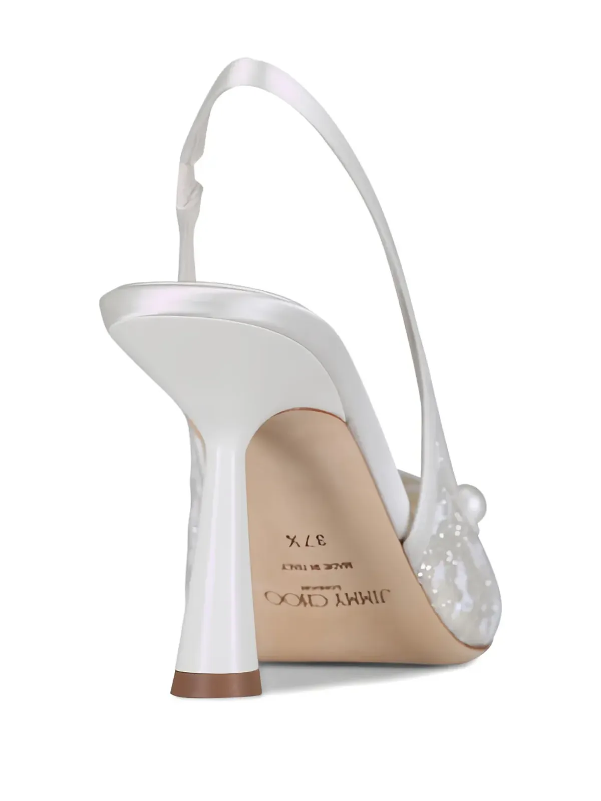 Jimmy Choo アミタ チュール×フェイクパール スリングバックパンプス - White - 画像3