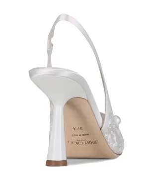 Jimmy Choo アミタ チュール×フェイクパール スリングバックパンプス - White - サムネイル3