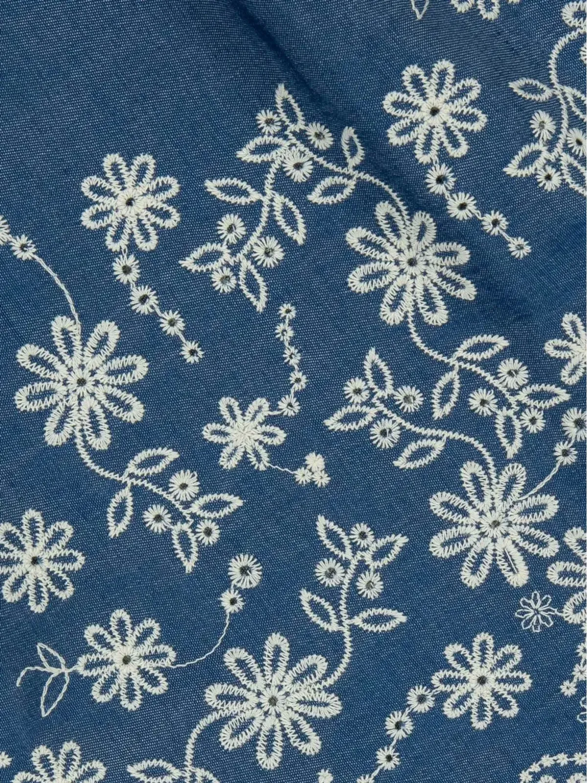 Lapin House フリルディテール花柄刺繍ドレス ブルー - 画像4
